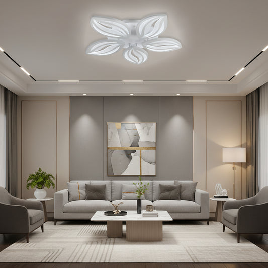 Lampadario a LED con telecomando ORCHID 66W, 5 Petali, Luce Fredda/Calda/Neutra, Dimmerabile, Lampadario a LED Bianco con telecomando Titolo predefinito Alessandro Design
