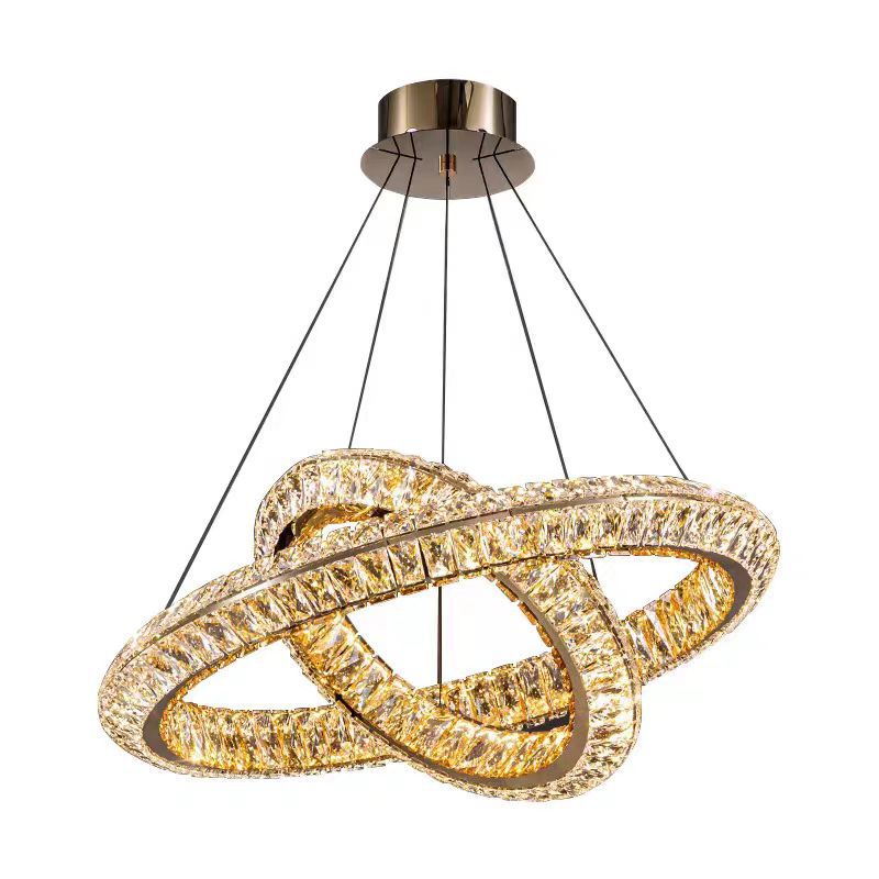 Lampadario LED con telecomando, LLC132/300GD, cristallo e metallo, 37W, 2 cerchi, dimmerabile, 3000K/4000K/6000K, Illuminazione di lusso Lampadari LED con telecomando Titolo predefinito Alessandro Design