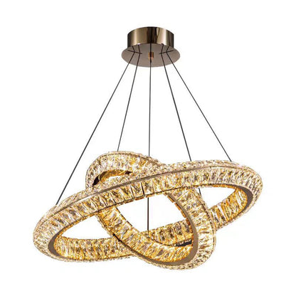 Lampadario LED con telecomando, LLC132/300GD, cristallo e metallo, 37W, 2 cerchi, dimmerabile, 3000K/4000K/6000K, Illuminazione di lusso Lampadari LED con telecomando Titolo predefinito Alessandro Design
