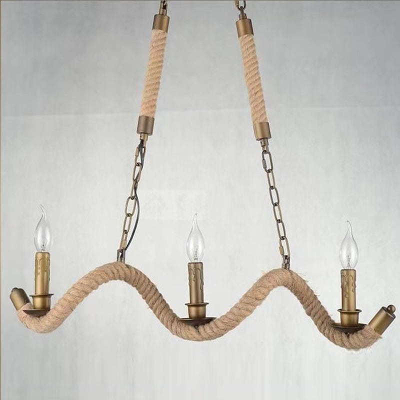 Lampadario in corda, 3xE27, marrone, metallo e corda LV572/3BK Lampadari vintage Titolo predefinito Alessandro Design