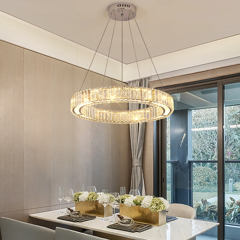 Lampadario LED con telecomando LLC130/1CH, Cristallo e metallo, 31W, 1 Cerchio, Dimmerabile, Altezza regolabile, Luce fredda/calda/neutra, Illuminazione di lusso Lampadari LED con telecomando Titolo predefinito Alessandro Design