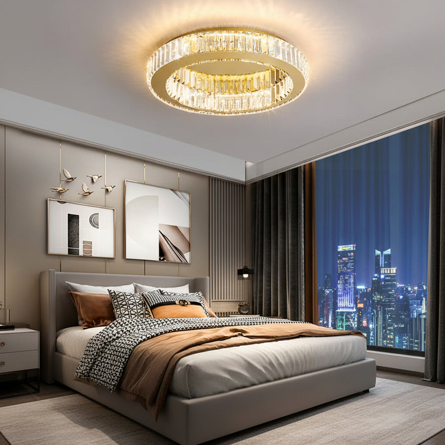 Lampadario a LED con telecomando e cristallo VERTUS 18W, 30cm, Cerchio, Luce Fredda/Calda/Neutra, Dimmerabile, Oro Lampadari a LED con telecomando Titolo predefinito Alessandro Design