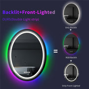 Specchio LED Rotondo, 70 cm, Celeste MotionGlow Marcello, Luce RGB, Altoparlante Bluetooth, Sistema Antiappannamento, Orologio e Termometro, Dimmerabile 70X70BTRGB Marcello Specchi Titolo predefinito Alessandro Design