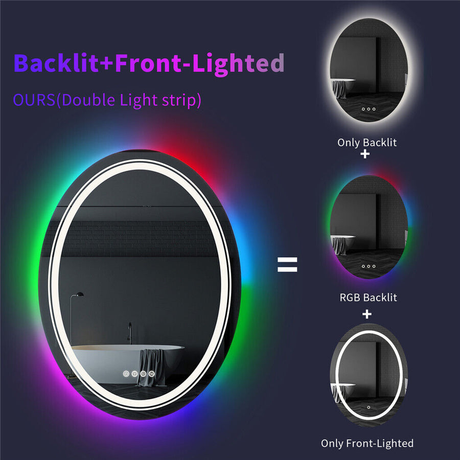 Specchio LED Rotondo, 70 cm, Celeste MotionGlow Marcello, Luce RGB, Altoparlante Bluetooth, Sistema Antiappannamento, Orologio e Termometro, Dimmerabile 70X70BTRGB Marcello Specchi Titolo predefinito Alessandro Design