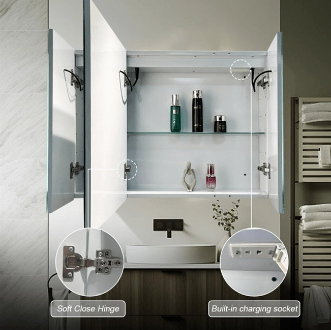 Specchio LED con Contenitore AXEN 100x70 cm Striscia Verticale Bianca e Sensore Touch Specchi Armadietti Titolo predefinito Alessandro Design