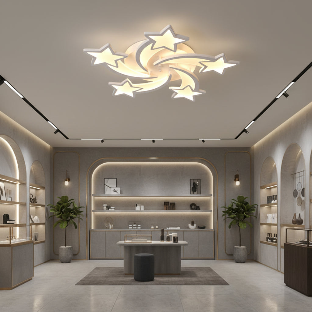 Lampadario a LED con telecomando IPOMOEA 85W, 5 Stelle, Luce Fredda/Calda/Neutra, Dimmerabile, Lampadario a LED Bianco con telecomando Titolo predefinito Alessandro Design