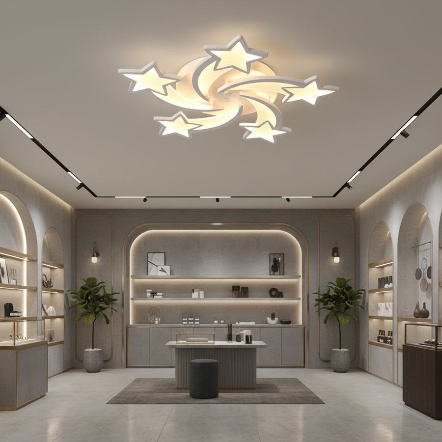 Lampadario a LED con telecomando IPOMOEA 85W, 5 Stelle, Luce Fredda/Calda/Neutra, Dimmerabile, Lampadario a LED Bianco con telecomando Titolo predefinito Alessandro Design
