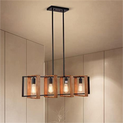 Lampadario vintage LV560/4BK, 4XE27, fienile rustico, legno e metallo, 85 cm, lampadari vintage neri Titolo predefinito Alessandro Design