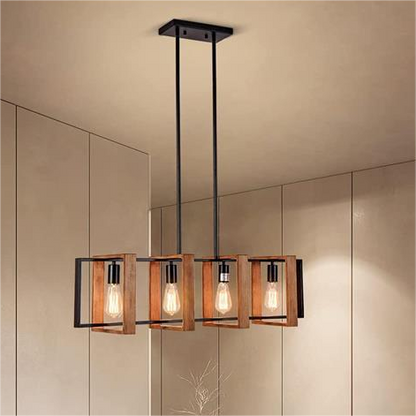 Lampadario vintage LV560/4BK, 4XE27, fienile rustico, legno e metallo, 85 cm, lampadari vintage neri Titolo predefinito Alessandro Design