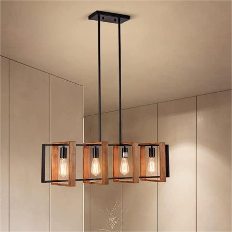 Lampadario vintage LV560/4BK, 4XE27, fienile rustico, legno e metallo, 85 cm, lampadari vintage neri Titolo predefinito Alessandro Design