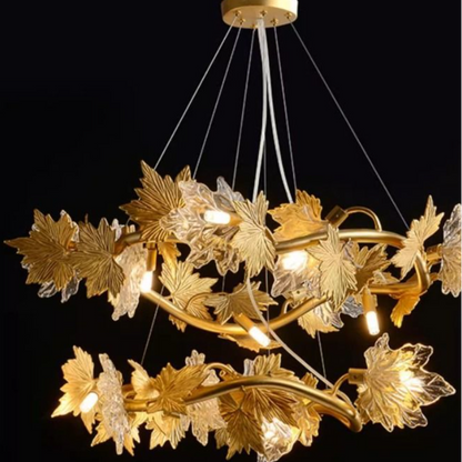 Lampadario Moderno, LEAFORA Regalis, 2 Cerchi, 12xE14, Diametro 80cm, Oro, Altezza Regolabile, Metallo e Cristallo Lampadari Moderni Titolo predefinito Alessandro Design