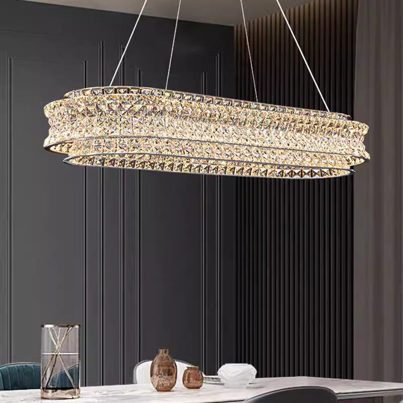 Lampadario LED con Telecomando, LLC160/750X350CH, Cristallo e Metallo, 71W, Dimmerabile, Altezza Regolabile, Luce Fredda/Calda/Neutra, Illuminazione di Lusso Lampadari LED con Telecomando Titolo predefinito Alessandro Design