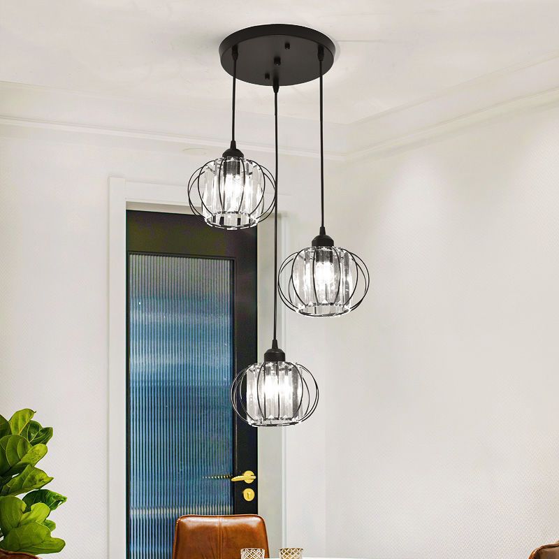 Lampadario Monica, 3 X E27, Nero, Metallo e Vetro Lampadari classici Titolo predefinito Alessandro Design