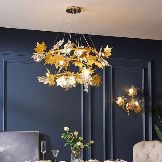 Lampadario Moderno, LEAFORA Regalis, 2 Cerchi, 12xE14, Diametro 80cm, Oro, Altezza Regolabile, Metallo e Cristallo Lampadari Moderni Titolo predefinito Alessandro Design