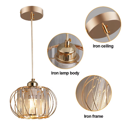 Lampadario Classico Moderno, Sospeso, Monica, 3 X E27, Oro, Metallo e Vetro, Altezza Regolabile Lampadari Classici Titolo predefinito Alessandro Design