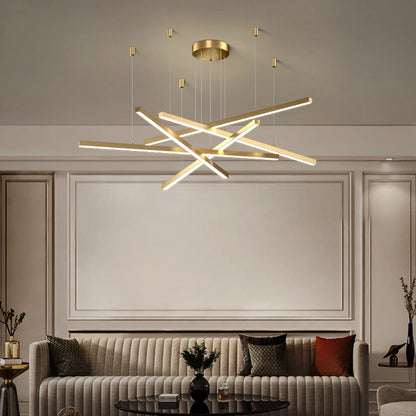 Lampadario LED a sospensione con telecomando GINEVRA 63W, 5 Elementi, Luce Fredda/Calda/Neutra, Lampadari LED Oro con telecomando Titolo predefinito Alessandro Design
