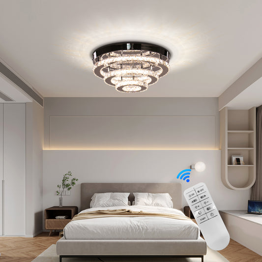 Lampadario LED in cristallo con telecomando LLC151/500CH, 64W, 3 elementi, luce fredda/calda/neutra, dimmerabile, Lampadari LED con telecomando in cromo lucido Titolo predefinito Alessandro Design