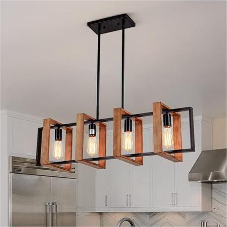 Lampadario vintage LV560/4BK, 4XE27, fienile rustico, legno e metallo, 85 cm, lampadari vintage neri Titolo predefinito Alessandro Design