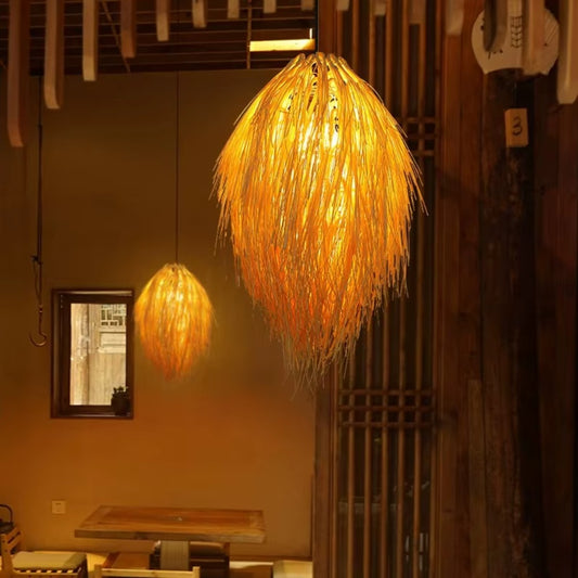 Lampadario vintage in paglia LV810, 1xE27, rustico, 38 cm, giallo Lampadari vintage Titolo predefinito Alessandro Design