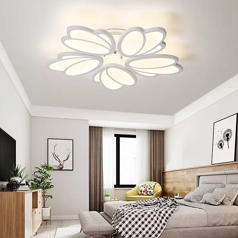 Lampadario a LED con telecomando TULIP 81W, 5 Petali, Luce Fredda/Calda/Neutra, Dimmerabile, Lampadario a LED Bianco con telecomando Titolo predefinito Alessandro Design