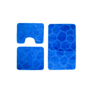Set 3 Tappetini Bagno, 50x40 cm, Blu, Antiscivolo