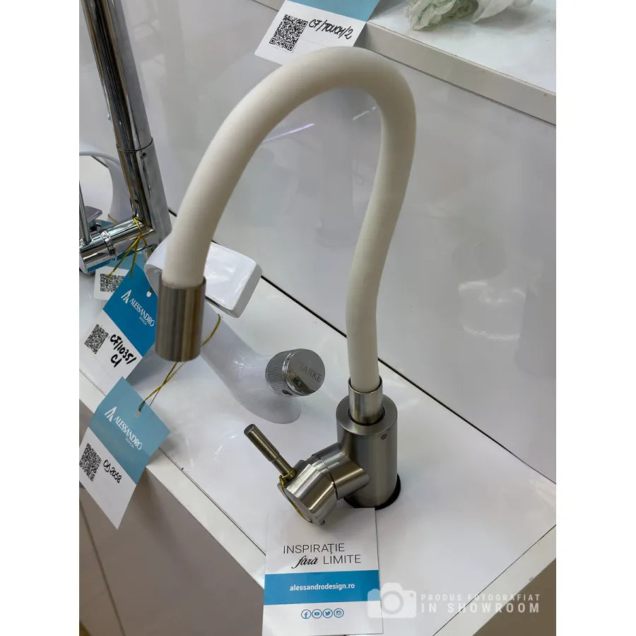 Rubinetto con tubo flessibile, acciaio inossidabile SUS304, satinato e bianco, CF025WH Rubinetti da cucina Titolo predefinito Alessandro Design