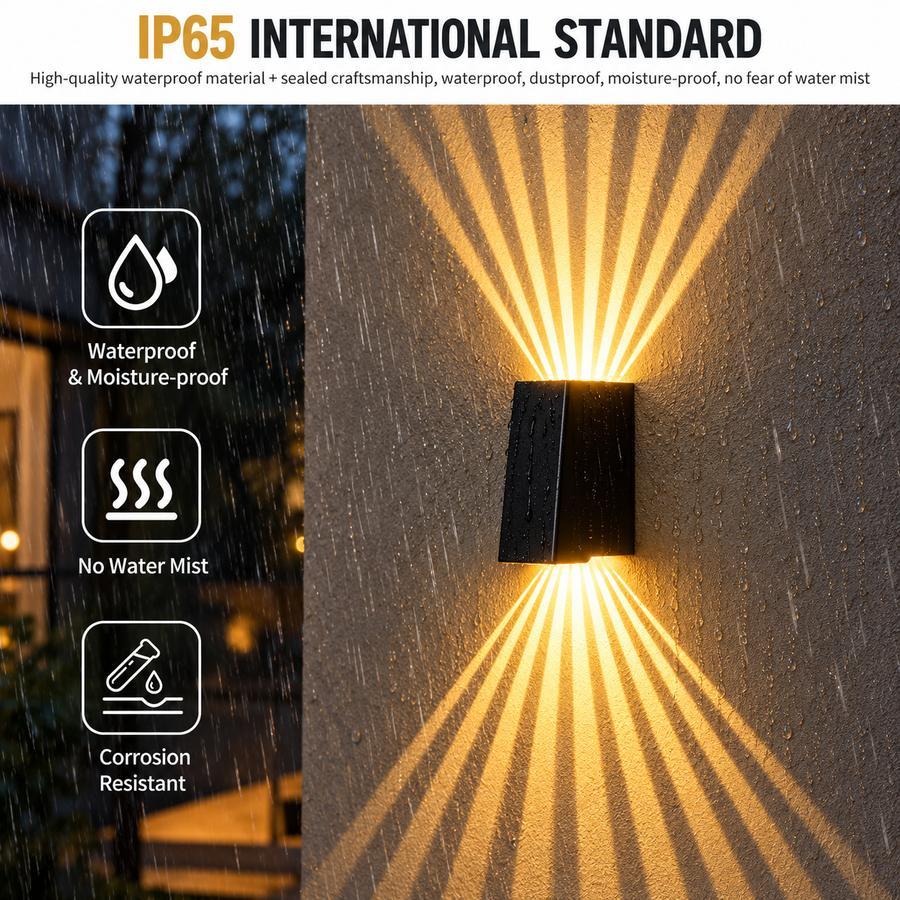 CALMO Lampada da parete a LED da esterno, 8W, Luce calda, IP65, Alluminio, Nero