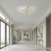 VIRTULA Fan Lampadario LED con Telecomando, 29W, D77cm, Luce Fredda/Neutra/Calda, Metallo e Plastica, Bianco