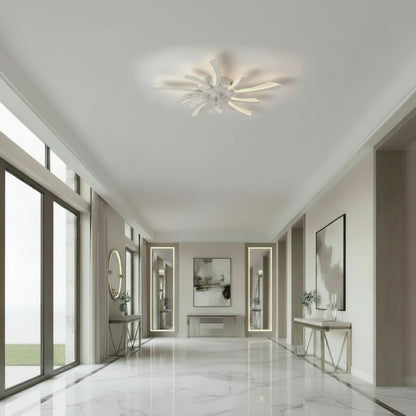VIRTULA Fan Lampadario LED con Telecomando, 29W, D77cm, Luce Fredda/Neutra/Calda, Metallo e Plastica, Bianco
