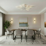 VIRTULA Fan Lampadario LED con Telecomando, 29W, D77cm, Luce Fredda/Neutra/Calda, Metallo e Plastica, Bianco
