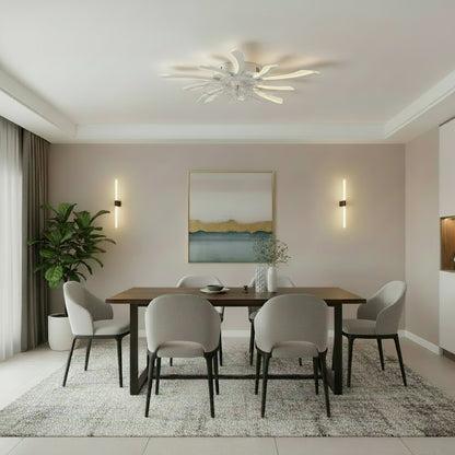 VIRTULA Fan Lampadario LED con Telecomando, 29W, D77cm, Luce Fredda/Neutra/Calda, Metallo e Plastica, Bianco