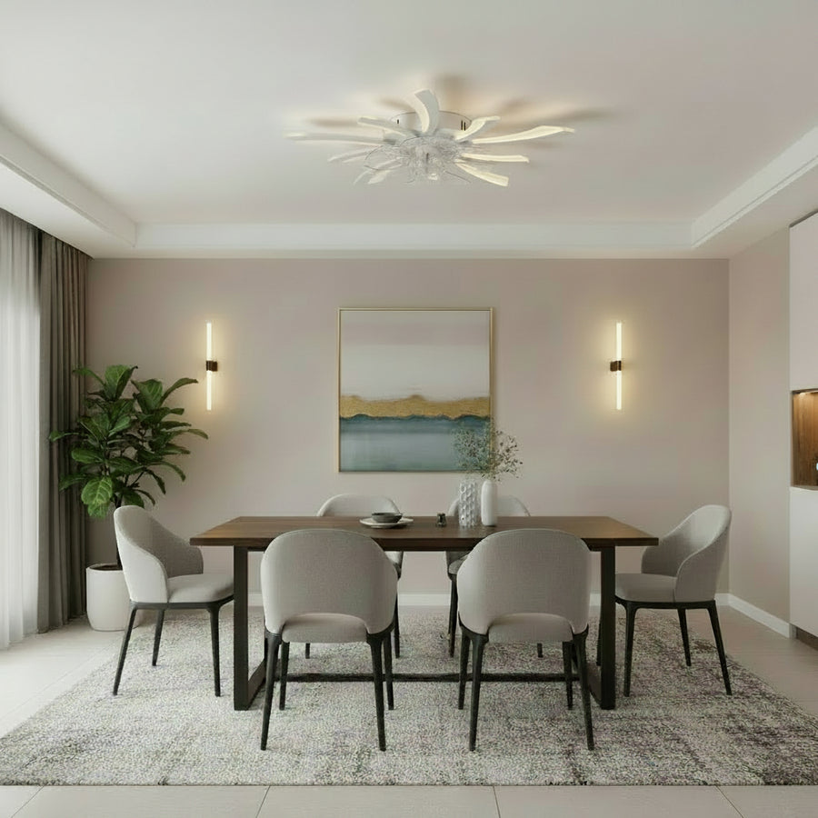 VIRTULA Fan Lampadario LED con Telecomando, 29W, D77cm, Luce Fredda/Neutra/Calda, Metallo e Plastica, Bianco