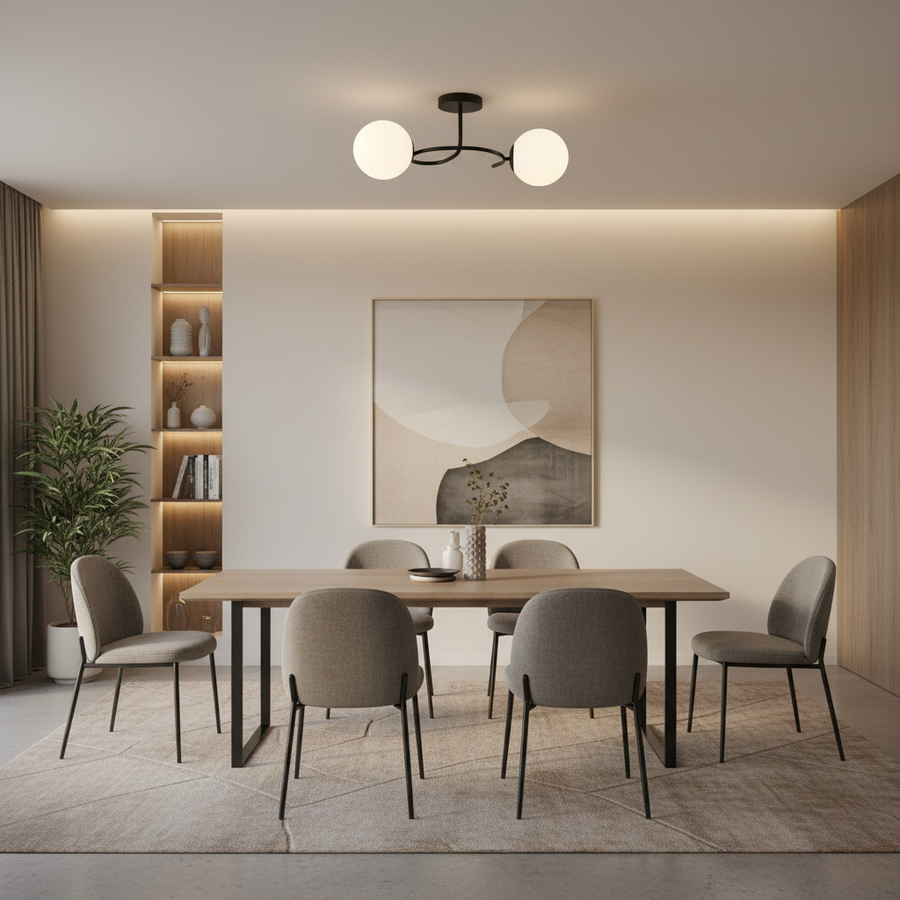 Lampadario a LED e cristallo ORBIT, 55cm, 2xE27, Globi, Nero