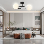 Lampadario a LED e cristallo ORBIT, 55cm, 2xE27, Globi, Nero