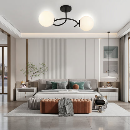 Lampadario a LED e cristallo ORBIT, 55cm, 2xE27, Globi, Nero