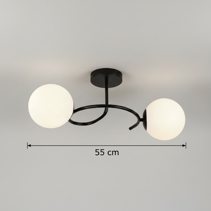Lampadario a LED e cristallo ORBIT, 55cm, 2xE27, Globi, Nero