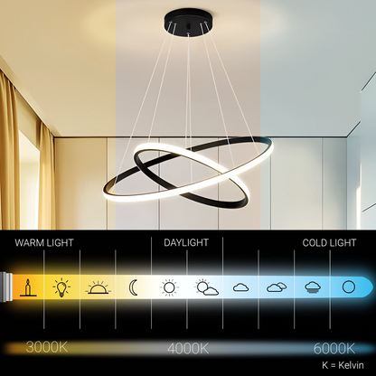 Lampadario a sospensione a LED RICCI 25W, 2 Cerchi, Luce Fredda/Calda/Neutra, Nero, Lampadari Moderni Regolabili in Altezza Titolo predefinito Alessandro Design