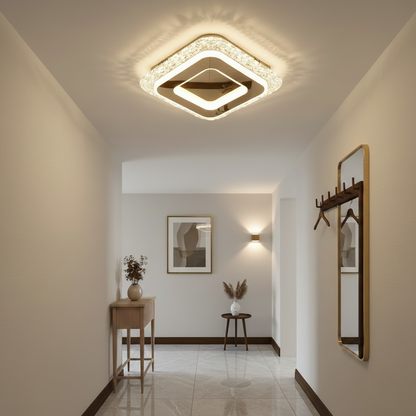 Lampadario LED AGOL Petito, 29W, dimensioni 20x20cm, luce calda/neutra/fredda, oro, metallo e acrilico