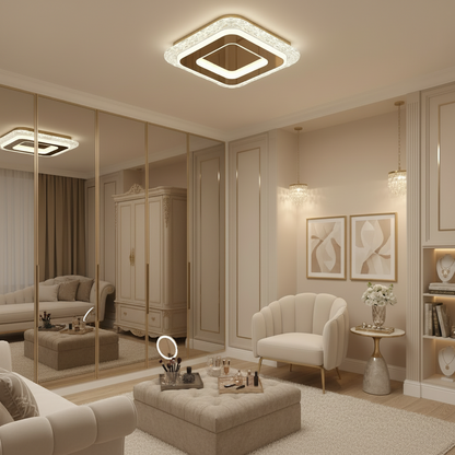 Lampadario LED AGOL Petito, 29W, dimensioni 20x20cm, luce calda/neutra/fredda, oro, metallo e acrilico