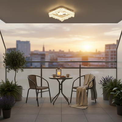 Lampadario LED ICE Petito, 22W, dimensioni 18x18cm, Luce Calda/Neutra/Fredda, Bianco, Metallo e Acrilico