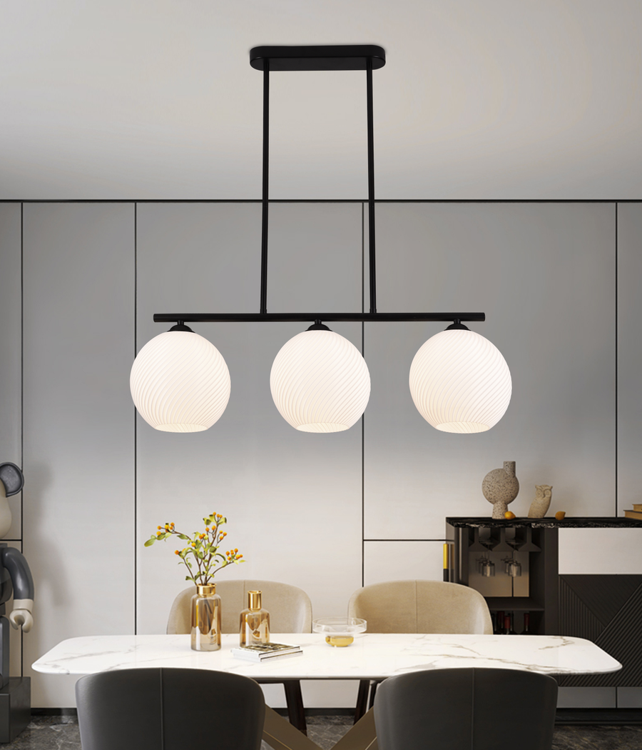 Lampadario a Sospensione LM520/3BK, 3XE27, 59x20x25, Nero, Bianco, Ferro, Plexiglas Lampadari Moderni Titolo predefinito Alessandro Design