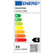 Lampadario LED a Sospensione LM551/4BK, 24W, Luce 3000/4000/6000K, Nero, Altezza Regolabile Lampadari Moderni Titolo predefinito Alessandro Design