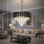Lampadario in Cristallo VERSAILLES Nobile 5xE14, Diametro 40cm, Lampadari in Cristallo Oro Lucido e Nero Titolo predefinito Alessandro Design