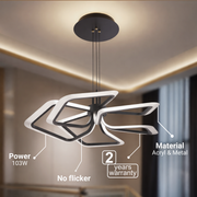 Lampadario LED a Sospensione con Telecomando 103W, 5 Quadrati, Luce Fredda/Calda/Neutra, Dimmerabile, Lampadari LED Neri con Telecomando Titolo predefinito Alessandro Design