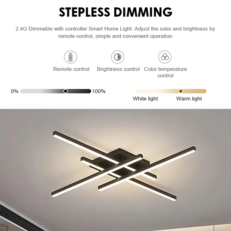 Lampadario LED con Telecomando LINEX, 52W, 4 Elementi, Lineare, Luce Fredda/Calda/Neutra, Dimmerabile, Nero Lampadari LED con Telecomando Titolo predefinito Alessandro Design