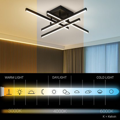 Lampadario LED con Telecomando LINEX, 52W, 4 Elementi, Lineare, Luce Fredda/Calda/Neutra, Dimmerabile, Nero Lampadari LED con Telecomando Titolo predefinito Alessandro Design