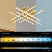Lampadario LED con Telecomando LINEX, 108W, Luce 3000K/4000K/6000K, Dimmerabile, Oro Lampadari LED con Telecomando Titolo predefinito Alessandro Design