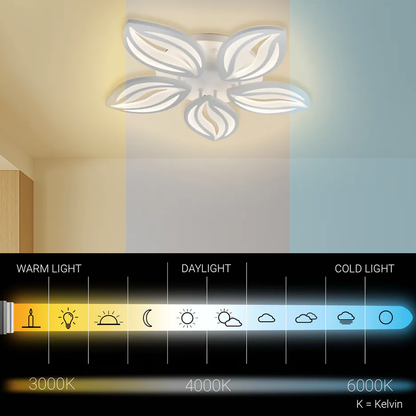 Lampadario a LED con telecomando ORCHID 66W, 5 Petali, Luce Fredda/Calda/Neutra, Dimmerabile, Lampadario a LED Bianco con telecomando Titolo predefinito Alessandro Design