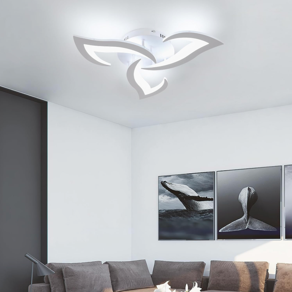 Lampadario a LED con telecomando LOTUS 32W, 3 Petali, Luce Fredda/Calda/Neutra, Dimmerabile, Lampadario a LED Bianco con telecomando Titolo predefinito Alessandro Design