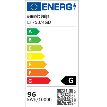 Lampadario LED con telecomando 96W, 4 Elementi, Luce Fredda/Calda/Neutra, Dimmerabile, Oro Lampadario LED con telecomando Titolo predefinito Alessandro Design